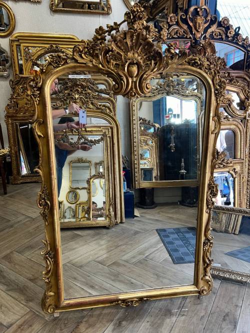 Miroir d'époque Napoléon III modèle louis XV