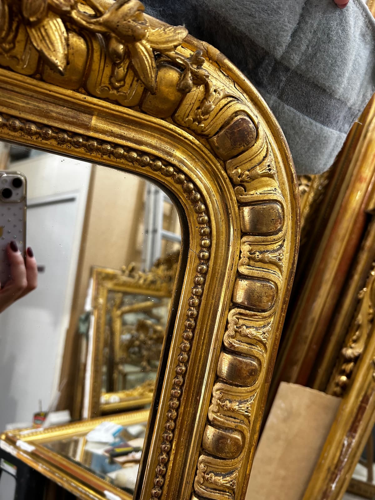 Miroir d'époque Napoléon III modèle louis XV – Image 3