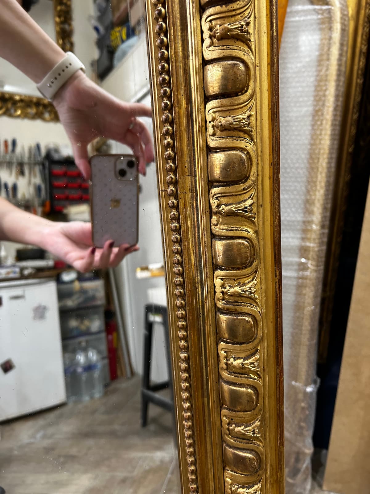 Miroir d'époque Napoléon III modèle louis XV – Image 4