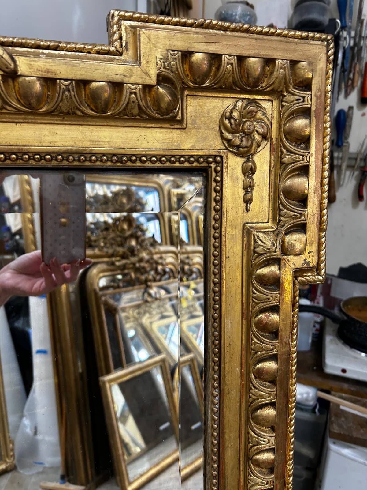 Miroir d'époque Napoléon III modèle louis XVI – Image 3