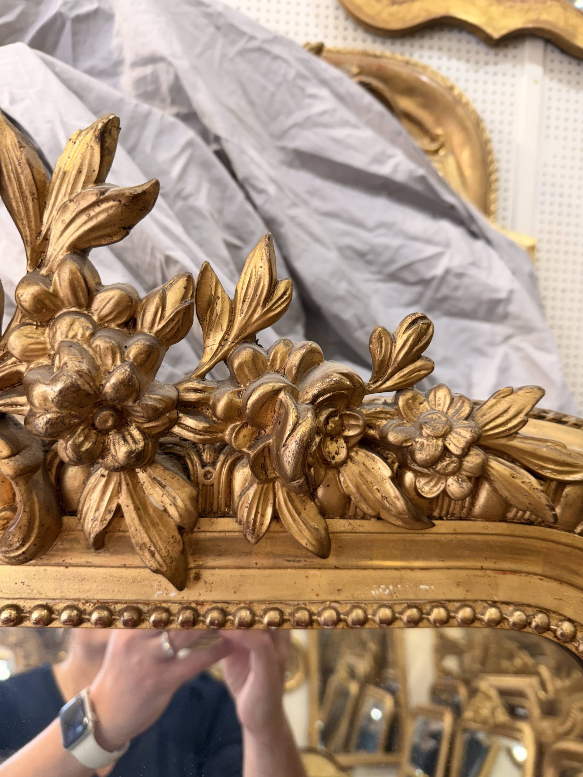 Miroir d'époque Napoléon III modèle louis XV – Image 5
