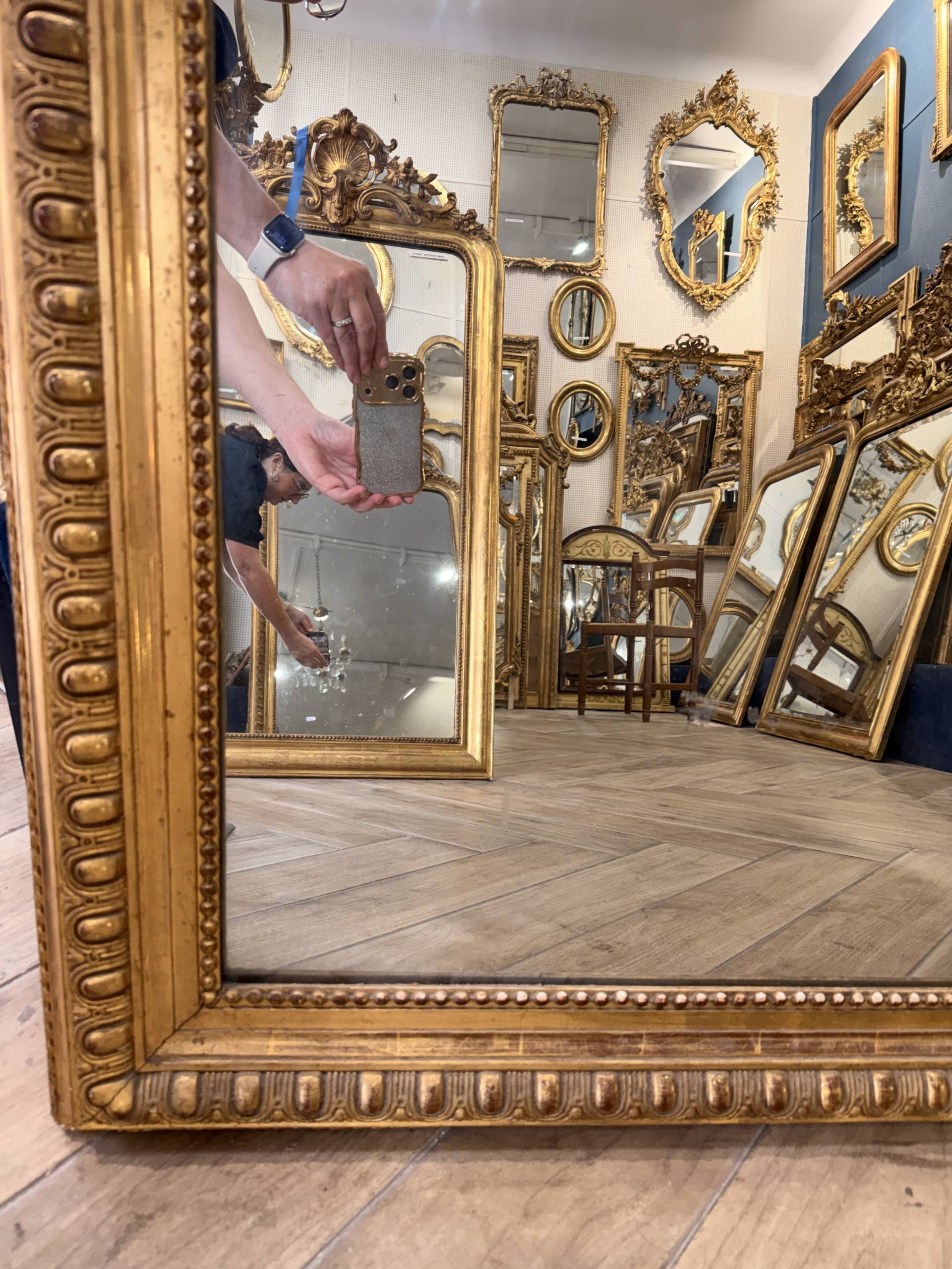 Miroir d'époque Napoléon III modèle louis XV – Image 6