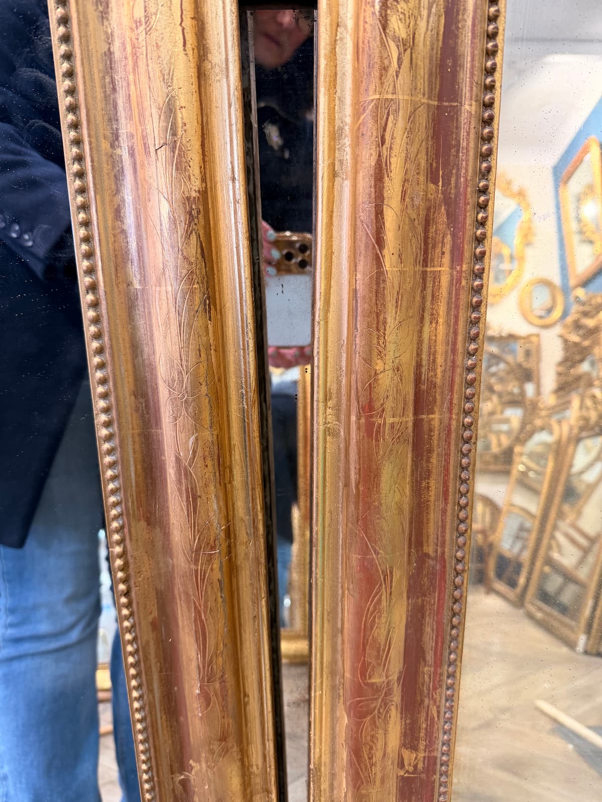 Paire de Miroirs d’époque Louis-Philippe fronton Louis XV (cliquer sur la photo principale) – Image 4